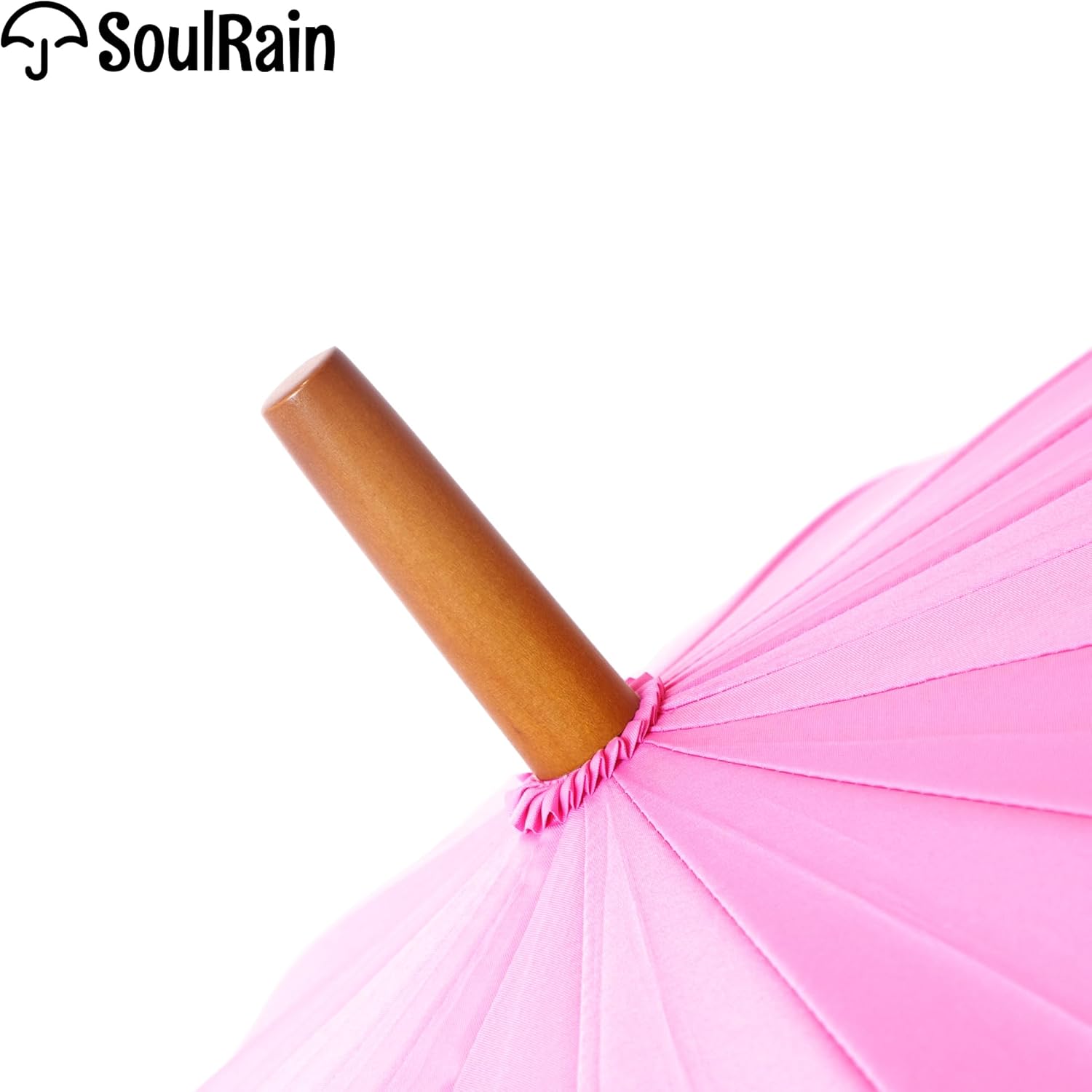 SoulRain 16 Ribs 48" Stick Umbrella Auto Open Solid Color Fashionable and Simple,Arc Classic Wood Handle,Windproof Unbreakable Stick Rain Umbrella - Image 7