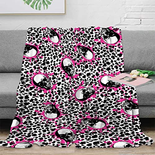 Skull Print Fleece Throw Blanket,330Gsm 40"X50" Fuzzy Cozy Comfy Super Soft Skull Print Blanket Gifts For Kids Boys And Girls #TOP3