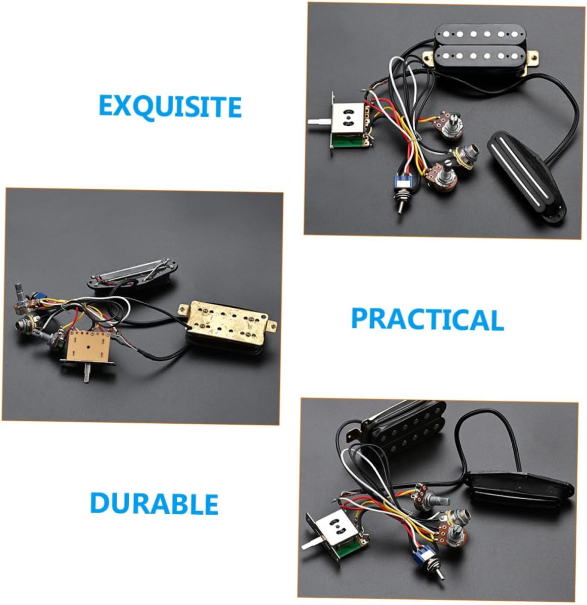 VICASKY 1セット双轨吉他用エレクトリックピックアップ配線ハーネス 耐久