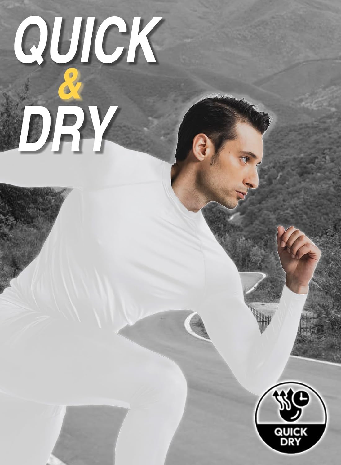Men’s Compression Pants : Black, White, s-3xl, uv, Quickdry, odorcontrol,