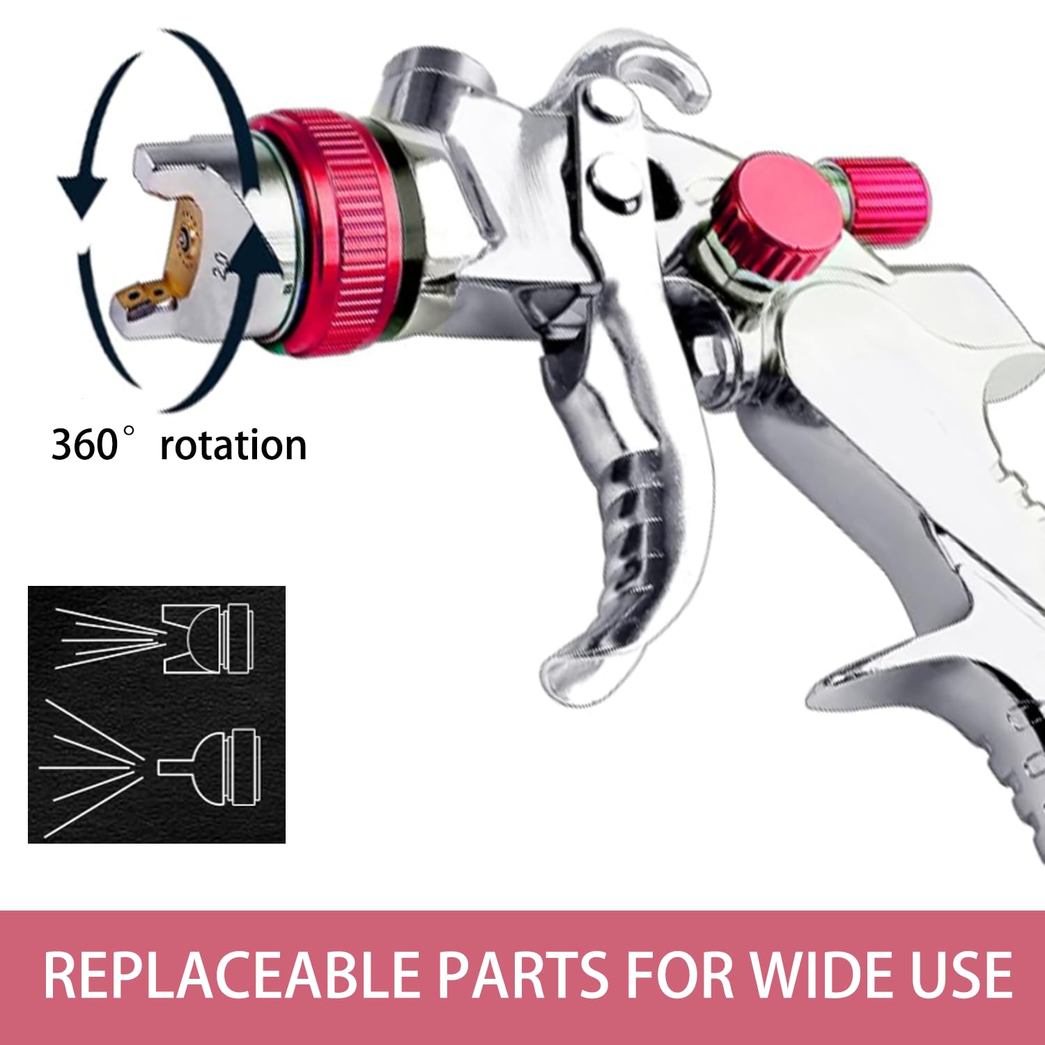 Pistola per Verniciare Pneumatica con 10 Tazze Colorate - Pistola a Spruzzo per Verniciare per Carrozzeria Auto, Kit Completo con 3 Ugelli e Manometro (Rosso)