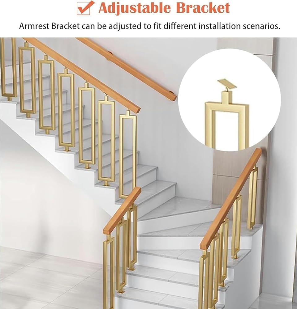 Stair Balusters, Rectangle Hollow Iron Balusters with Adjustable Top Bracket, Interior Stair Spindles, Staircase Railing System Post for Handrail Porch Deck Steps(Size:85cm,Color:Floor Mount)