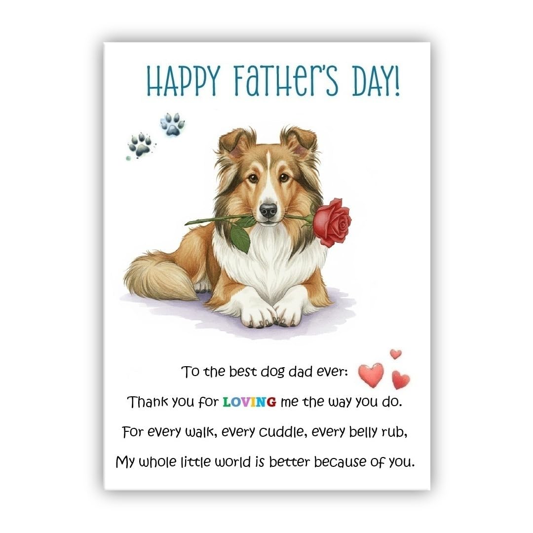 Father’s Day Card From the Dog. Multiple Breeds Available. Cute Fathers Day Pet Card. To The Best Dog Dad Ever (• Shetland Sheepdog)