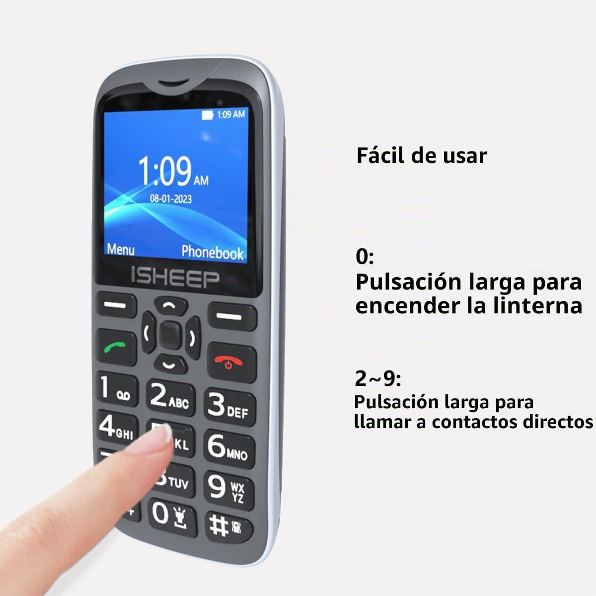 gsm,Teléfono móvil con T Personas Mayores, Teclas Grandes, Pantalla de 2,4 Pulgadas, con botón SOS.Negro.D210