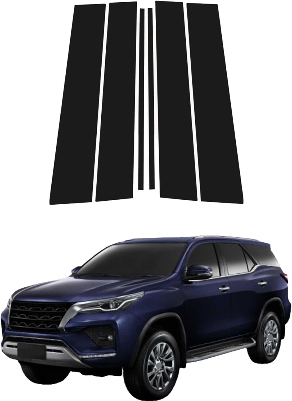 Side Door Window Cover Trim for Toyota Fortuner 2024-2025,Gloss Black Side Door Window Cover Trim,Anti Scratches Sticker Decals Kits
