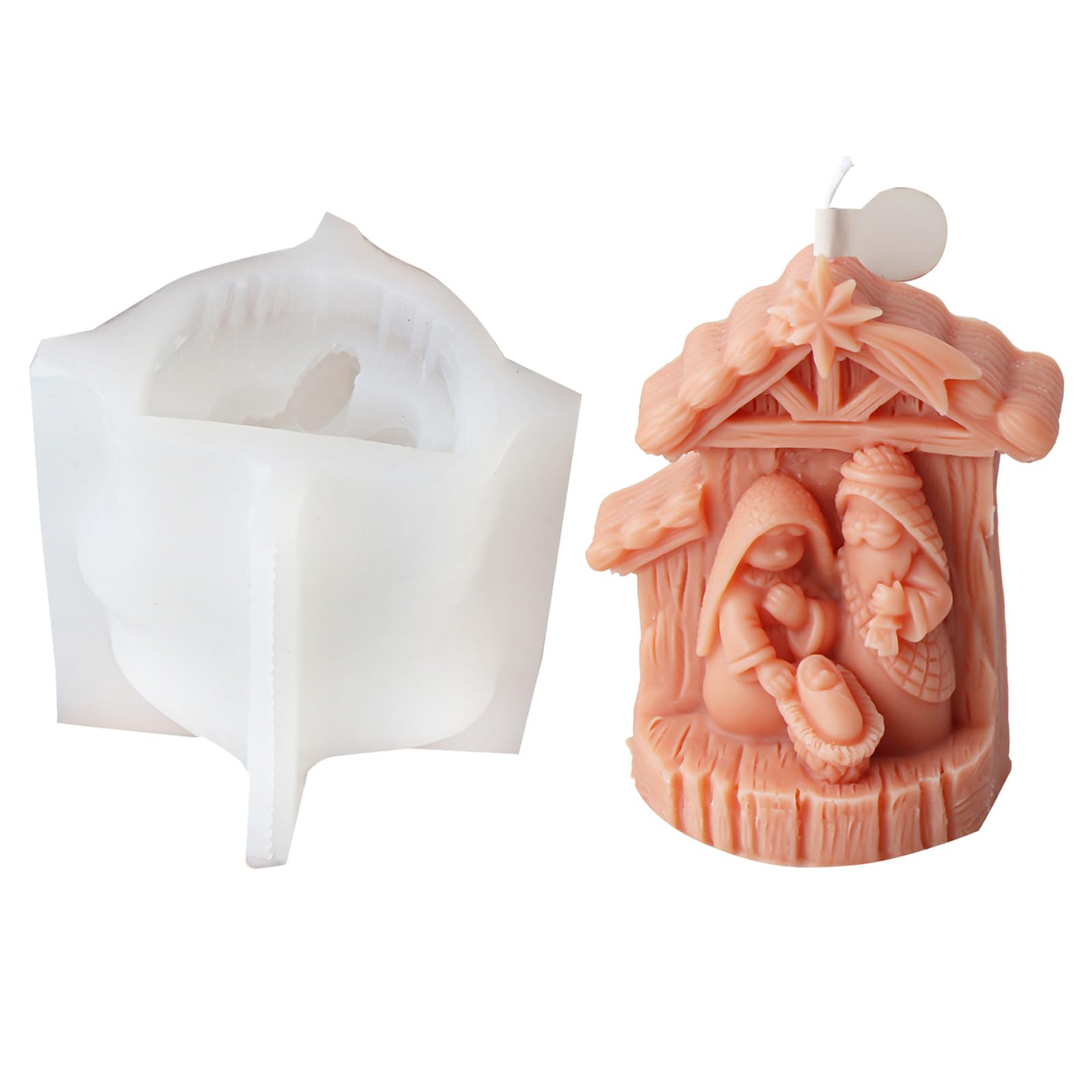 Tsophreniq Jesuses Family Molds Religious Molds Silicone Scented Casting for Cake Decorations Jesuses Family Silicone Religious Casting for Concrete