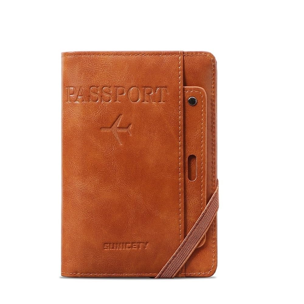 Funda de piel sintética para pasaporte de negocios con RFID para mujeres y hombres, multifunción, para tarjetas bancarias, accesorios de viaje, Black, Talla única