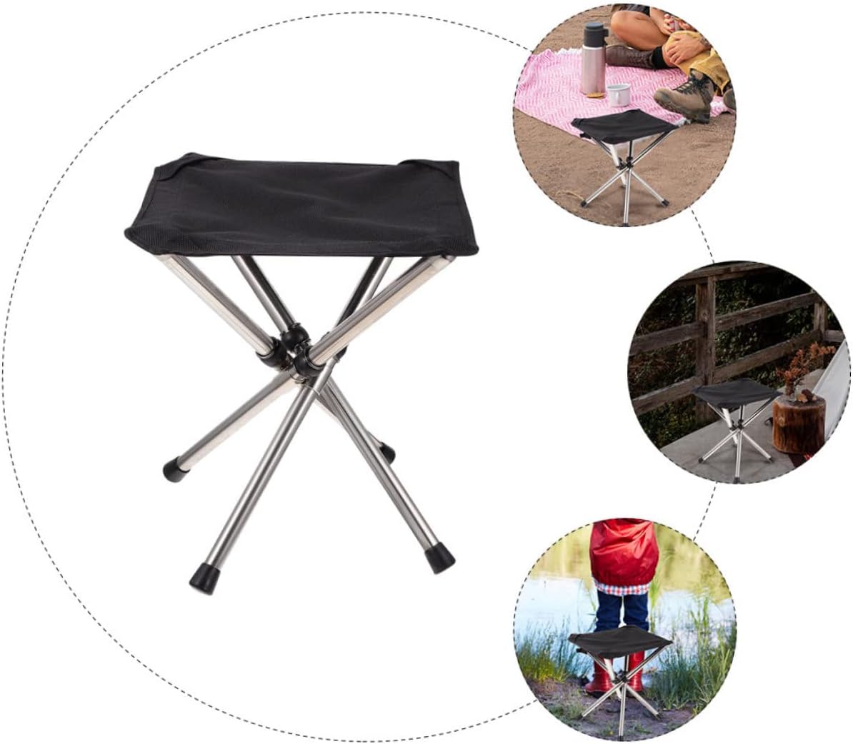 BESPORTBLE Portable Folding Stool Compact Camping Chair Lightweight Fishing Chair