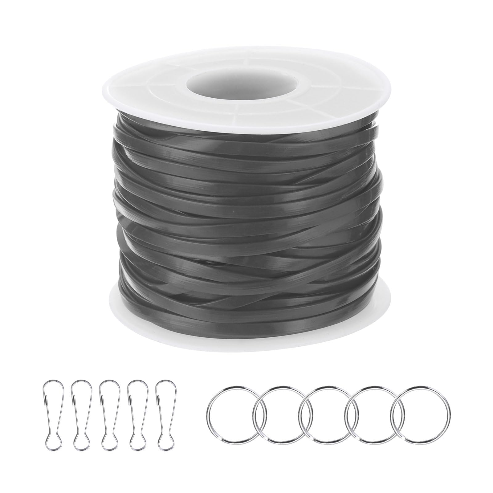 Corde de laçage en plastique PATIKIL kit tissage lanière bracelet et porte-clés gris