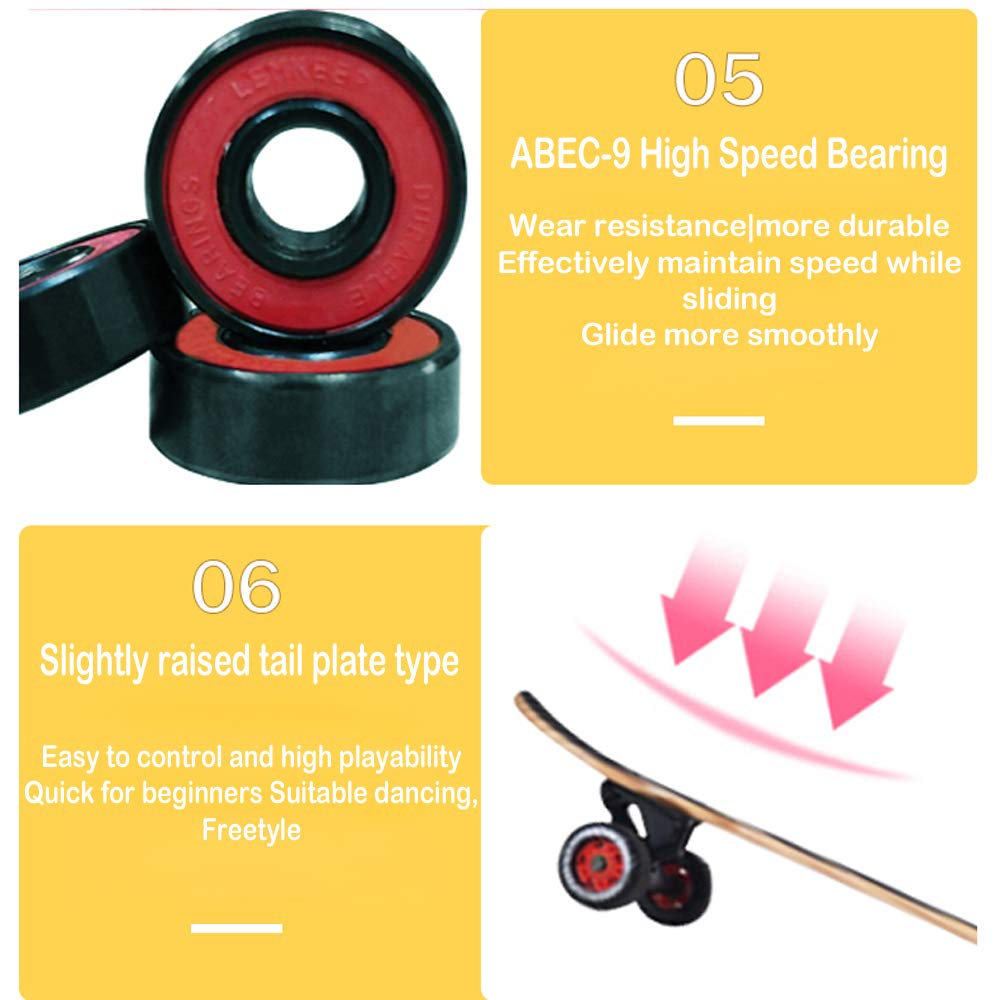 Longboard Dancing Cruiser Drop-Through Freeride Skate Boards, 8 Capas Flexible de Arce Tabla Completa, Rodamientos ABEC-9 Alta velicidad, para Jóvenes Los Adultos Niños Principiantes,A