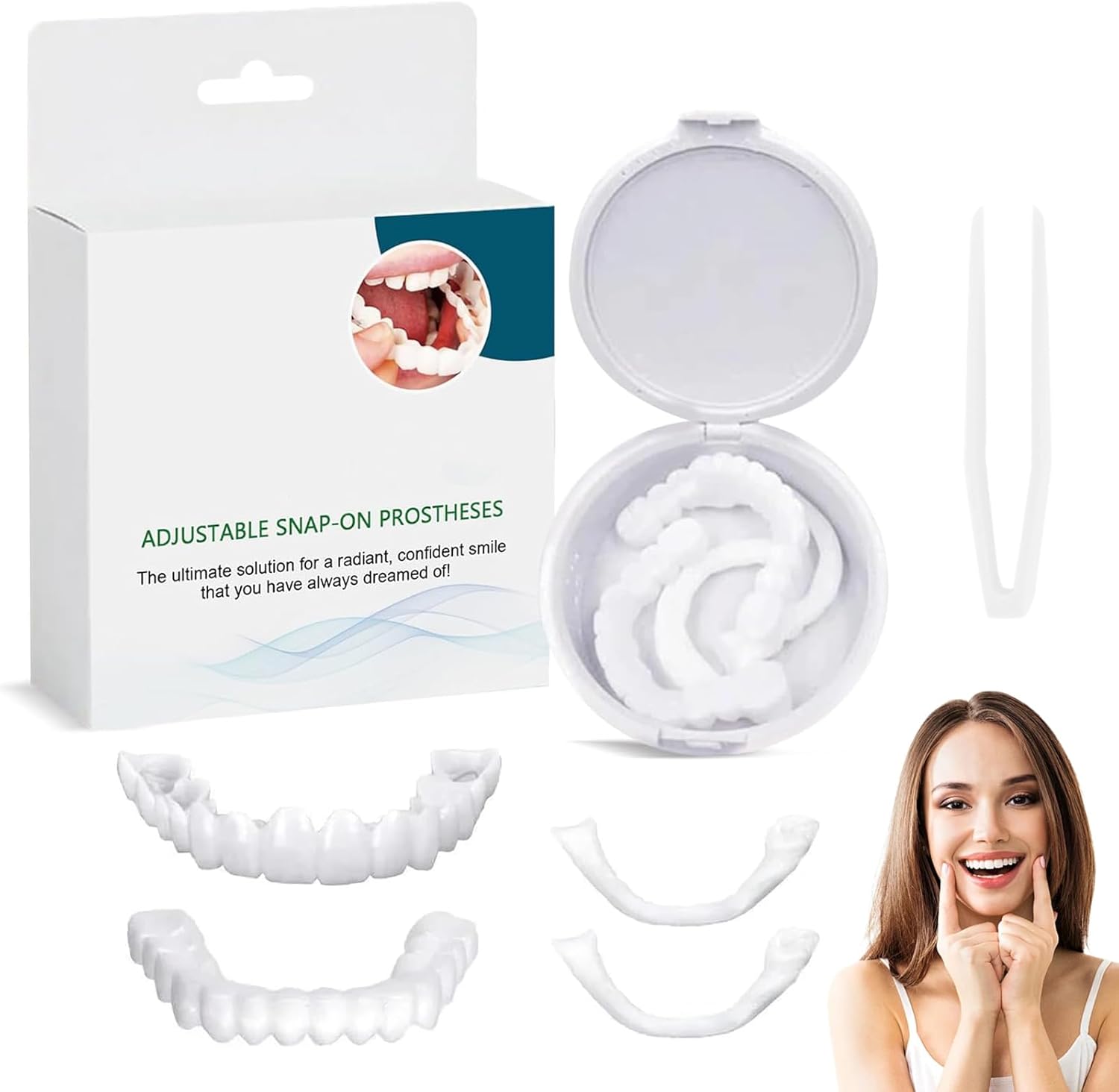 LINXINS Instant Veneers Dentures, 1 Set Fake Teeth Denture Teeth Veneer