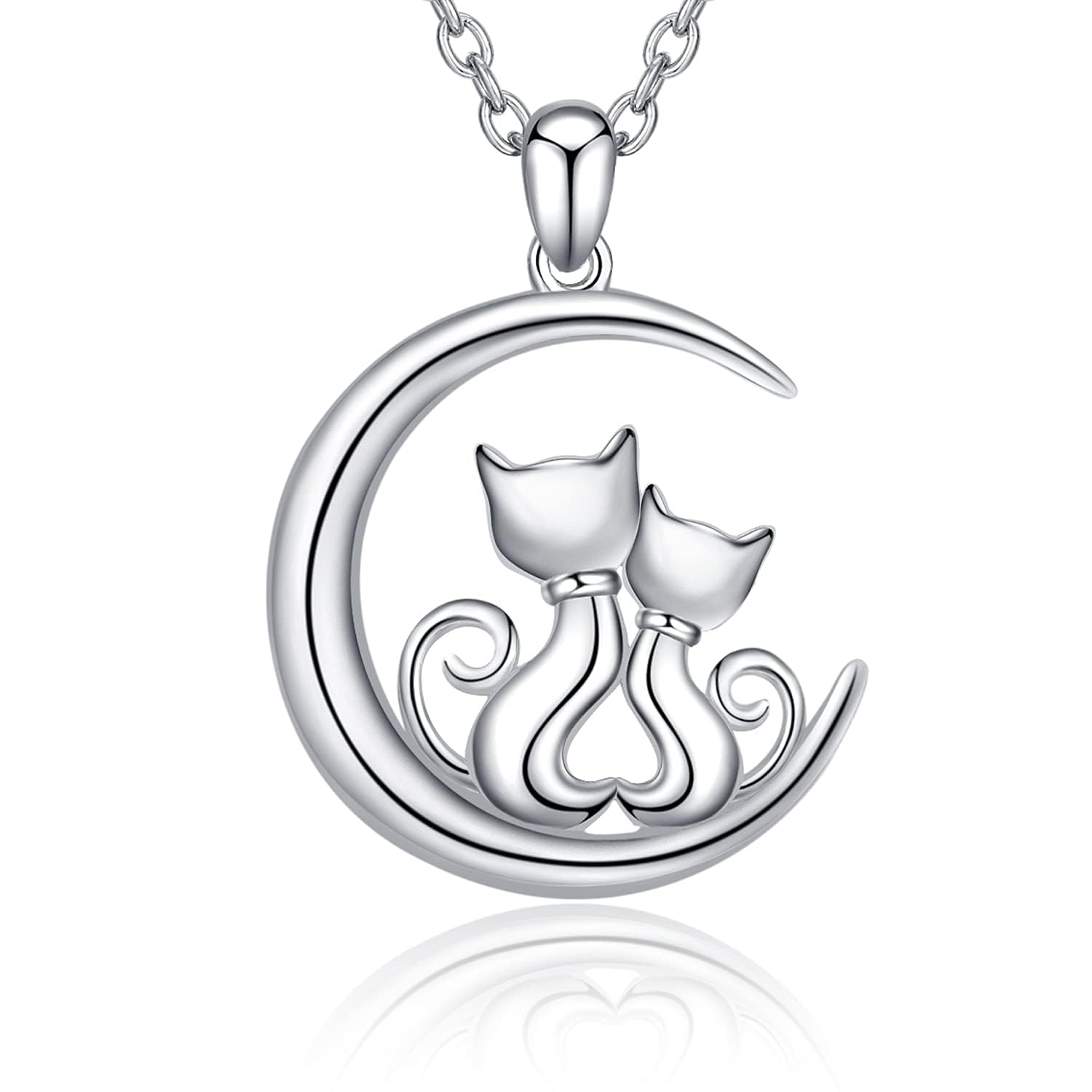 ZALKARI 925 Sterling Silver Couple Cat Moon Necklaces Cat Jewelry for Women Gifts for Cat Lovers Animal Lover Gifts for Women (B0CSZWHCH8) Amazon Price History, Amazon Price Tracker