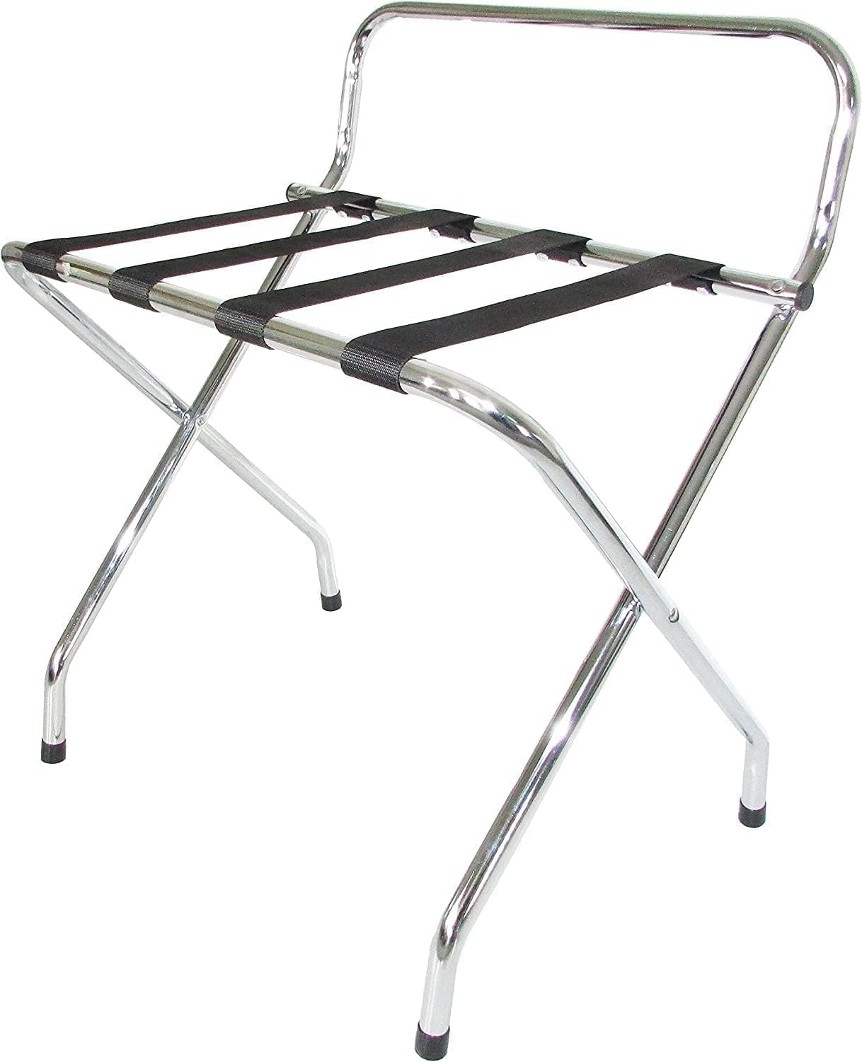 Luggage Rack-Single Tier with High Back, Pack of 1, Chrome, Self Asssembly, Foldable Rack for Guest Room