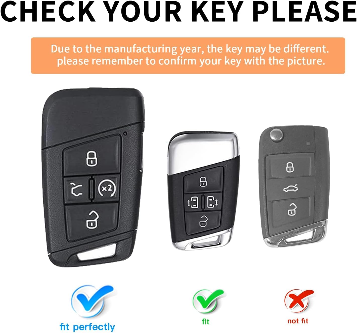 MILD EAST for Volkswagen Key Fob Cover with Keychain 5 Button(Blue) image 2