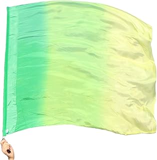 Winged Sirenny Silk Flag Poi with a Hard Rod, 40" rectangular Spinning Flowy Play Silk for Church Prophetic Worship Adoration Praise Dance