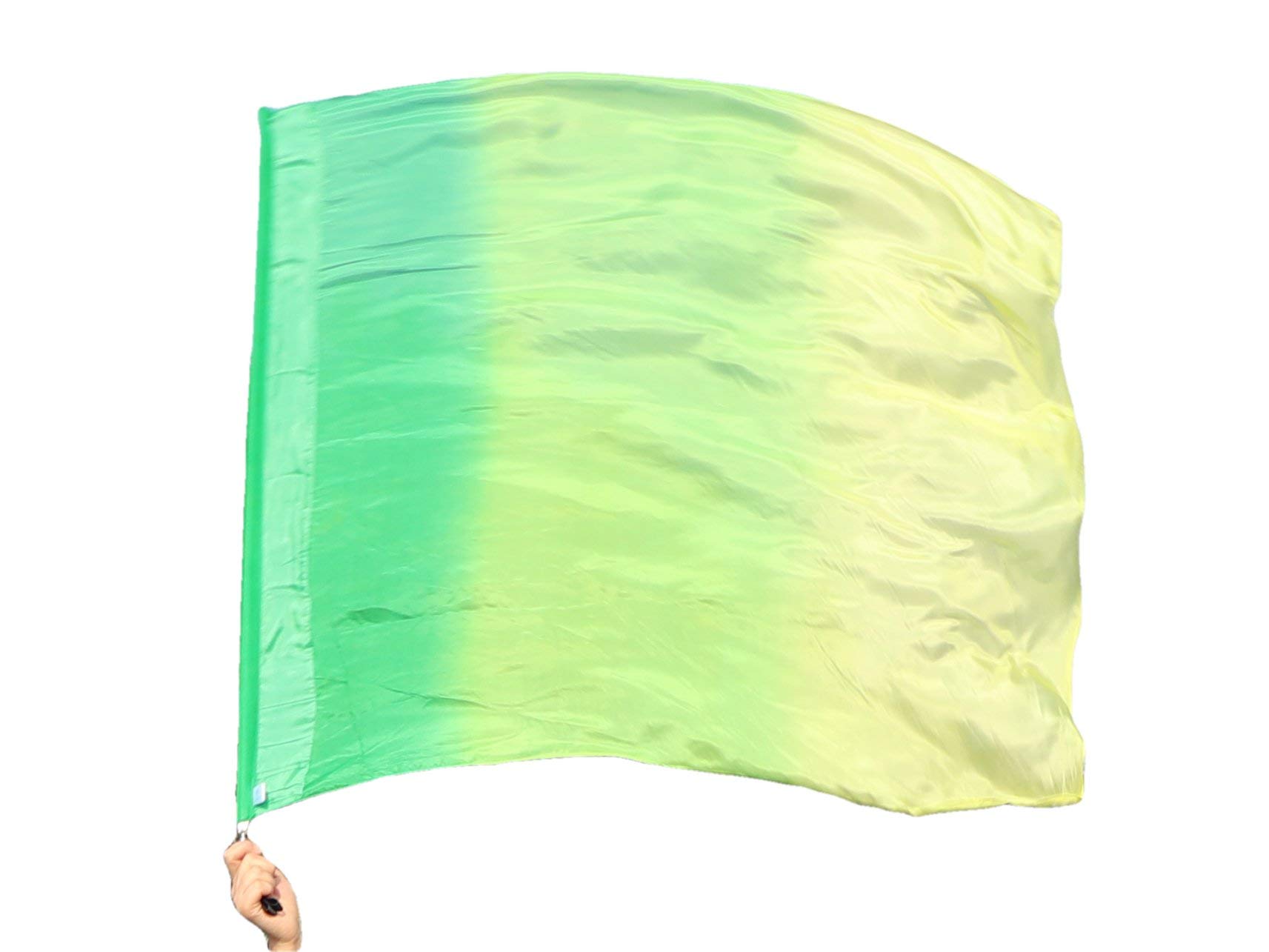 Winged Sirenny Spinning Silk Flag Poi 103cm (40") with Swivels & Collapsible Hard Rod, Flow Arts Dance Silks for Performers, Festivals & Fitness - Hand Painted Silk (Emerald)