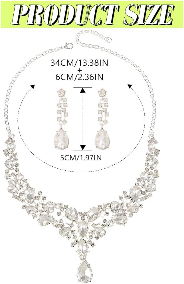 JAKAWIN Bridal Wedding Jewelry Set Rhinestone Prom Necklace Earring Set for Women - Image 4