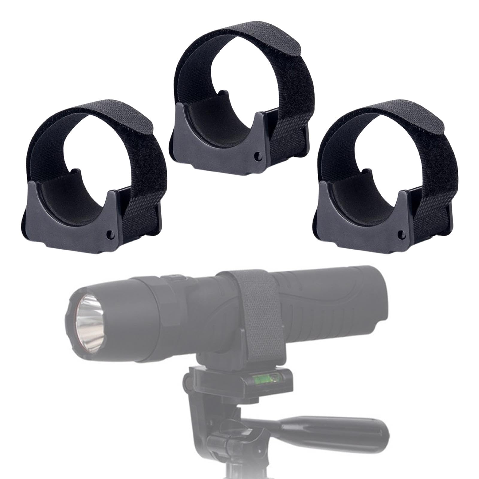 kowaku Flashlight Mounting Bracket Torch Mounting Bracket Portable Rubber Black Professional Versatile Accessories Flashlight Holder, 3 Piece
