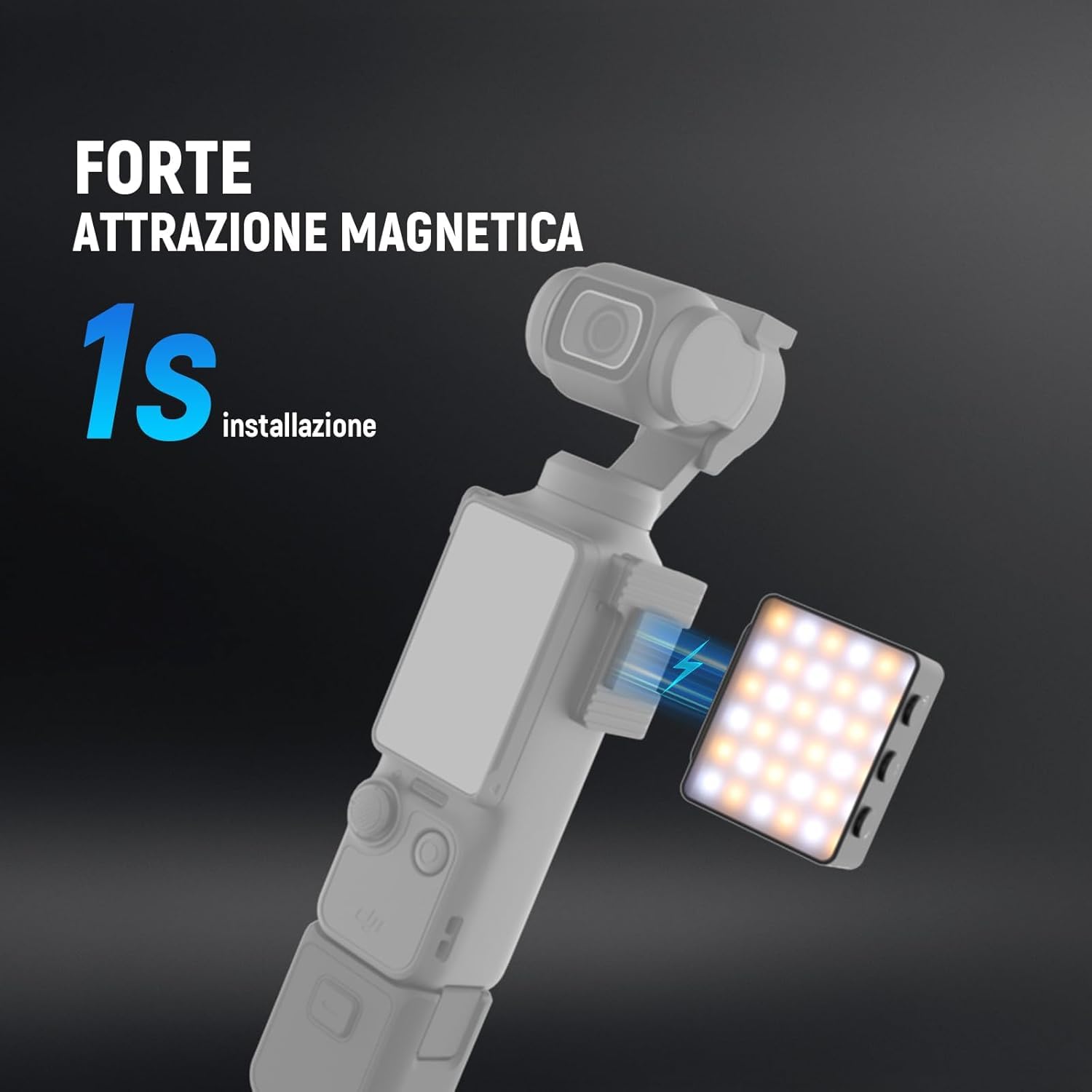 NEEWER BASICS Luce Ausiliaria Magnetica Bicolore per Fotocamera Compatibile con DJI OSMO Pocket 4&3,Mini Faretto Fotografico LED in Plastica Ricaricabile 1,5W per TikTok Vlog Selfie Riprese Video,M24