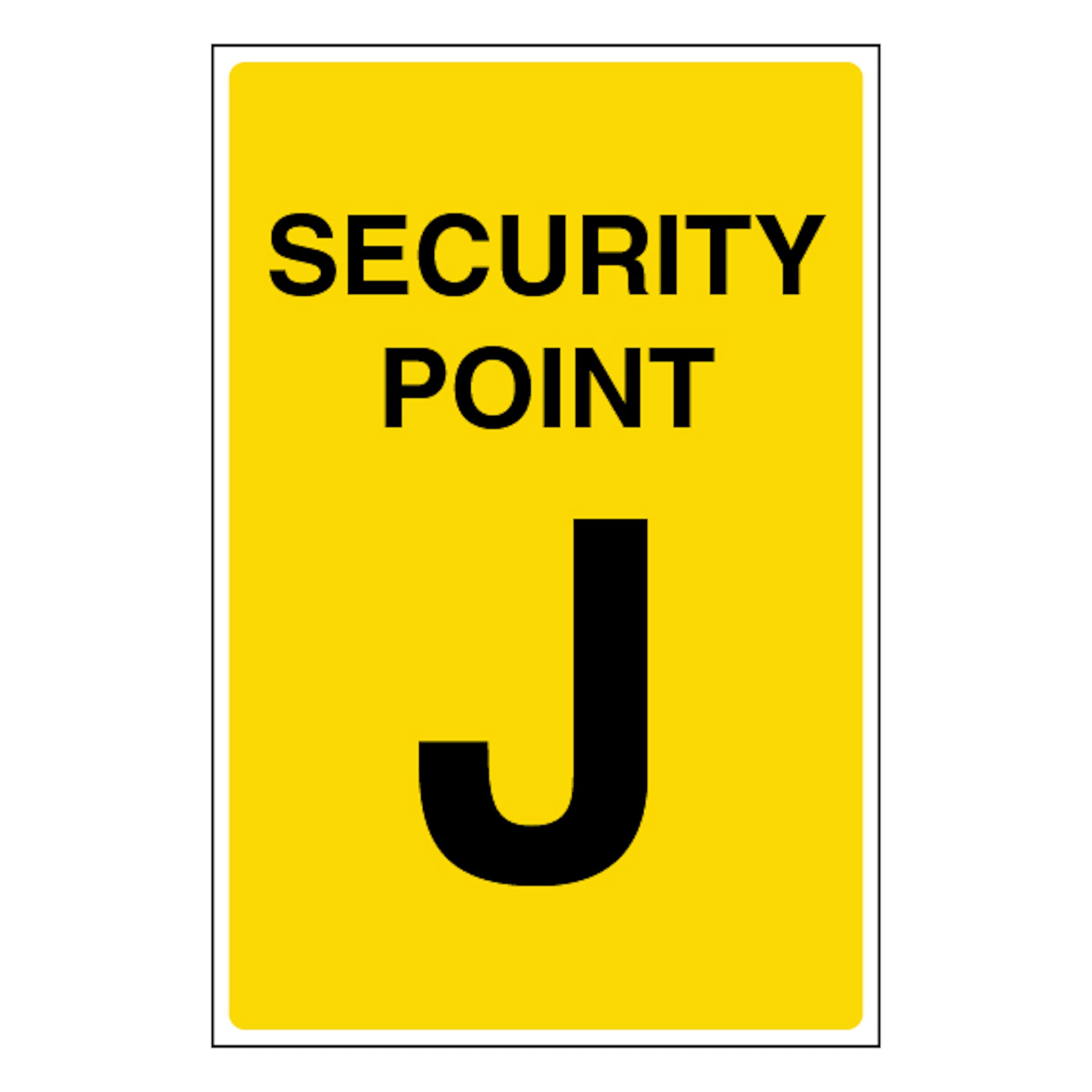 V Safety Security Point J 100 x 150 mm - Glow In The Dark 1mm Rigid Plastic