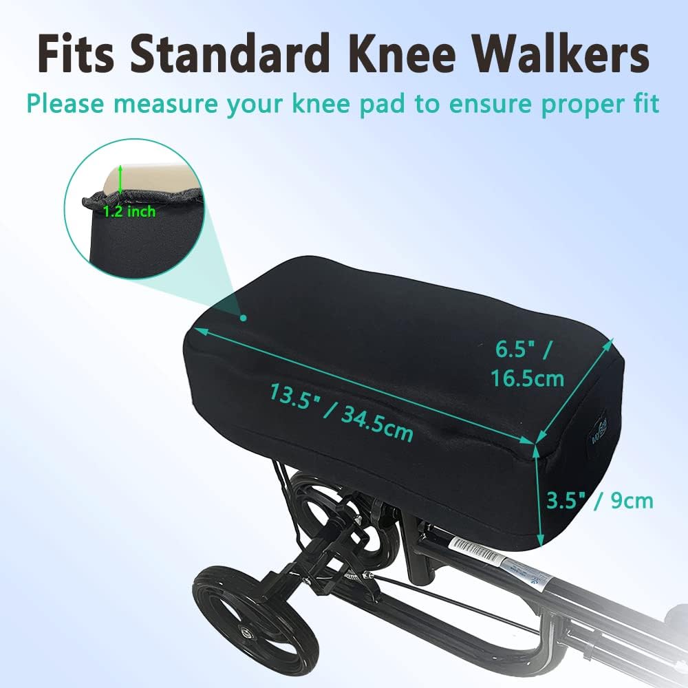 Bеѕt Sеllеr Knee Scooter Pad Cushion Cover Walker Platform Knee Padding for Adults Broken Foot Leg Medical Knee Scooter Accessories Pillow Seat Foam Pad - Improve Comfort (Black)