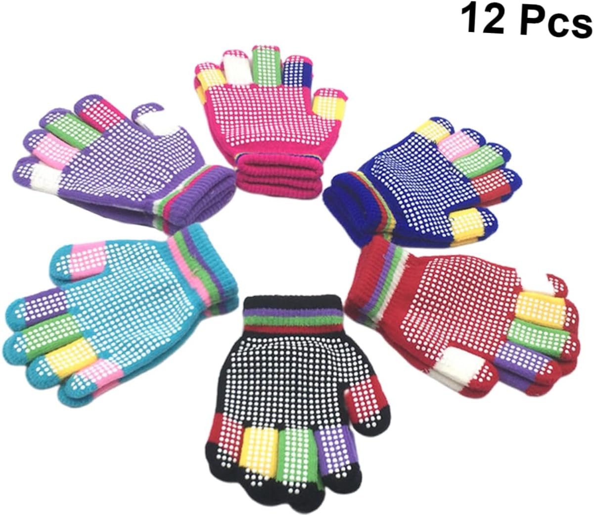 12pairs Boys and Girls Mittens Snow Sled Gloves Girls Gloves Stretchy Warm Slip for Boys Random Color