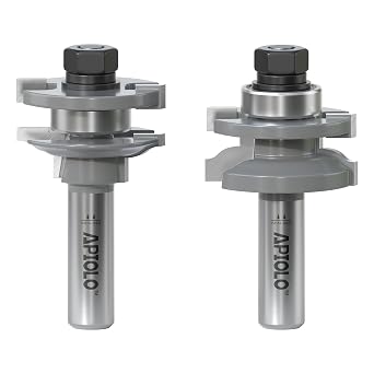 Professional 2PCS Ogee Style Rail and Stile Router Bits Set 1/2 Inch Shank, 3/8 Inch Cutting Depth, Up to 7/8 Inch Stock, Perfect Door Frame Shaper Cutters Raise Panel Making Router Bit Set