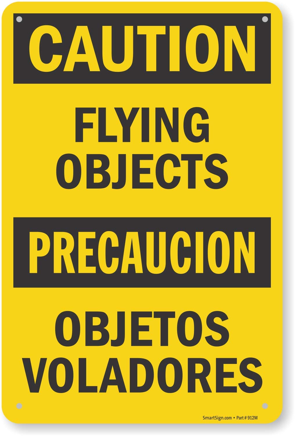 Panneau de signalisation bilingue Caution Flying Objetos Voladores aluminium - 5