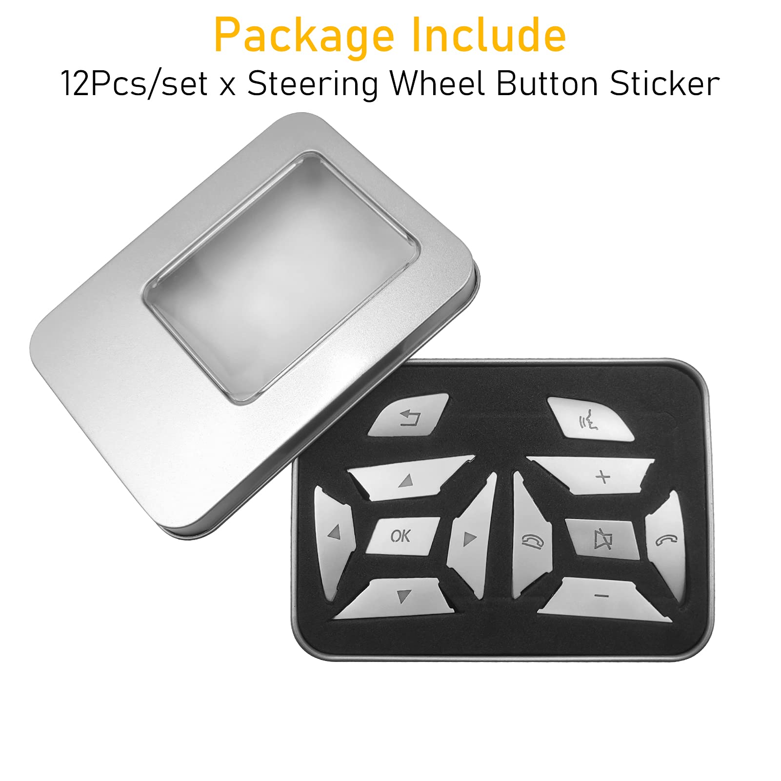 TTCR-II Lot De 12 Autocollants Boutons Volant Mercedes Benz Classe A B C E G - Protection Et Décoration Noire
