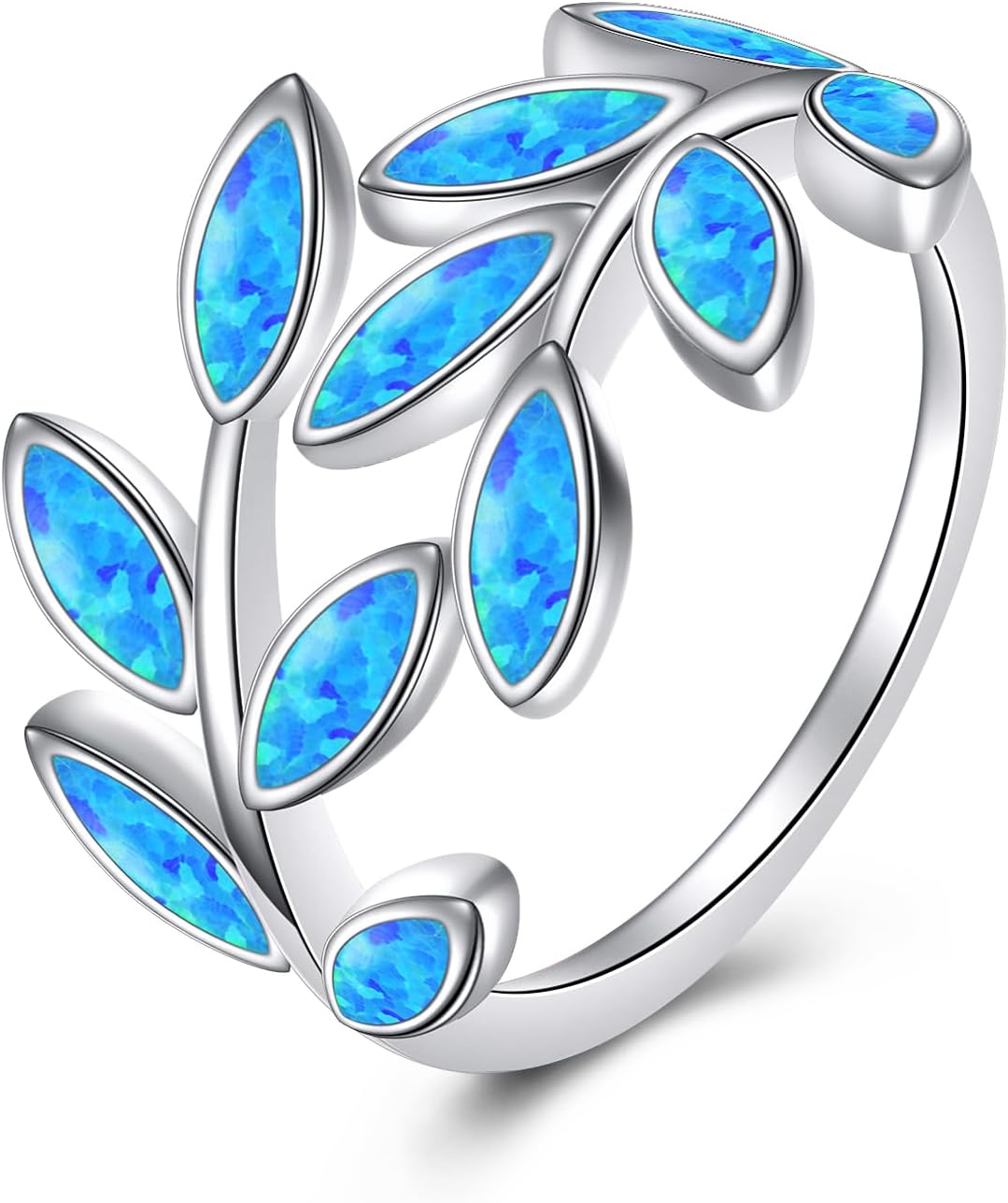 White Opal Leaf Ring for Women Leaf Ring Opal Jewelry Gifts for Women Mother Wife
