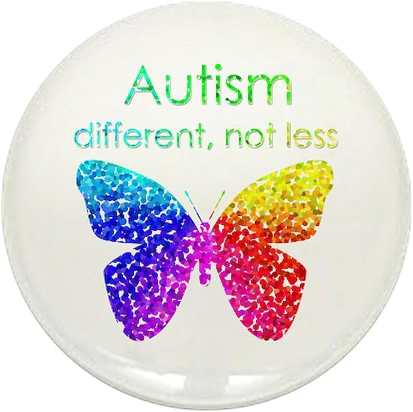 CafePressAutism Butterfly, Different, Not Less 1" Round Mini Button