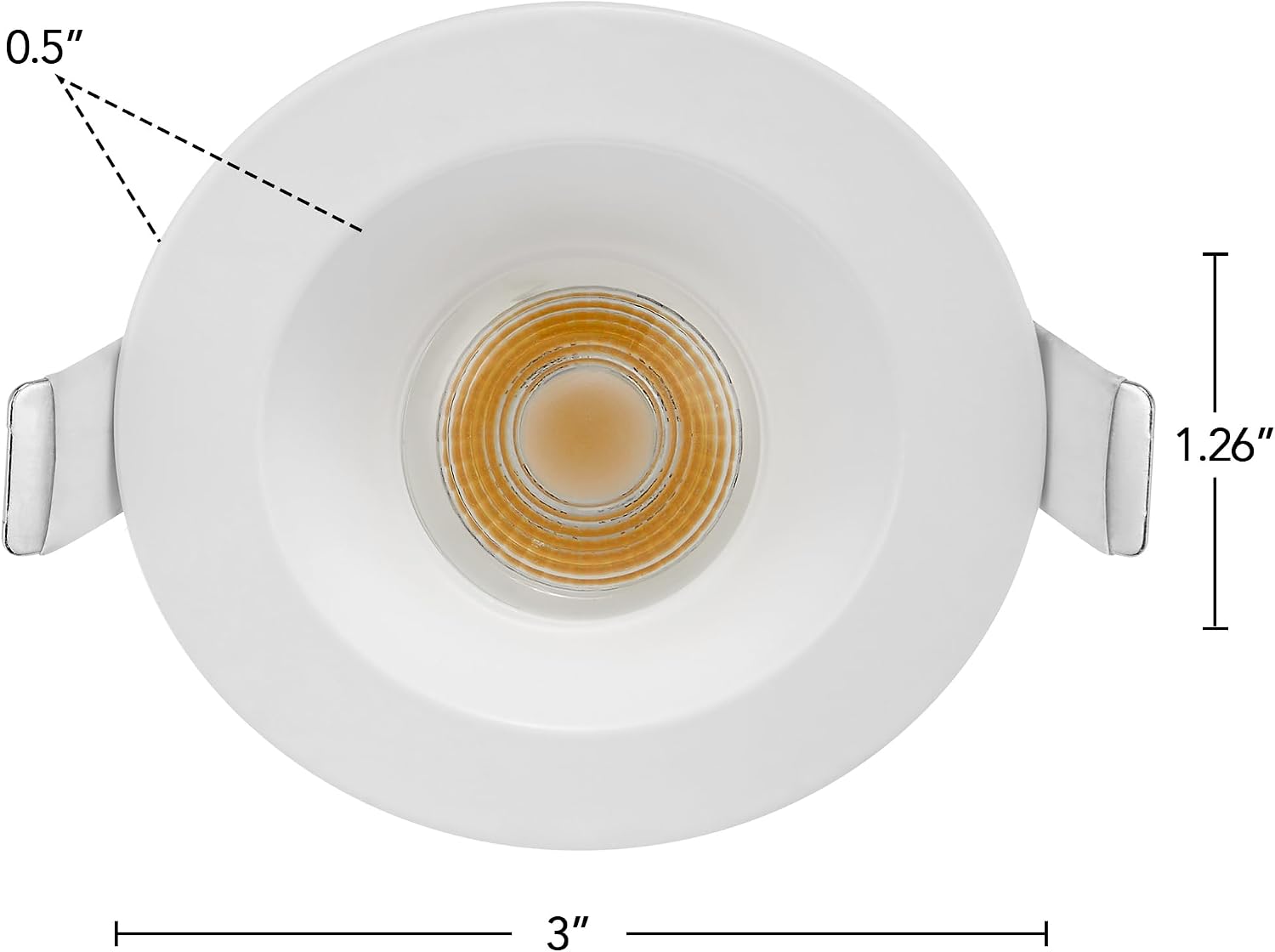 Maxxima 2" Canless Sloped Recessed Anti-Glare LED Downlight, For Sloped Ceilings, 600 Lumens, IC Rated, 5 Color Temperature Selectable 2700K/3000K/3500K/4000K/5000K, Dimmable, Round White Trim 90 CRI