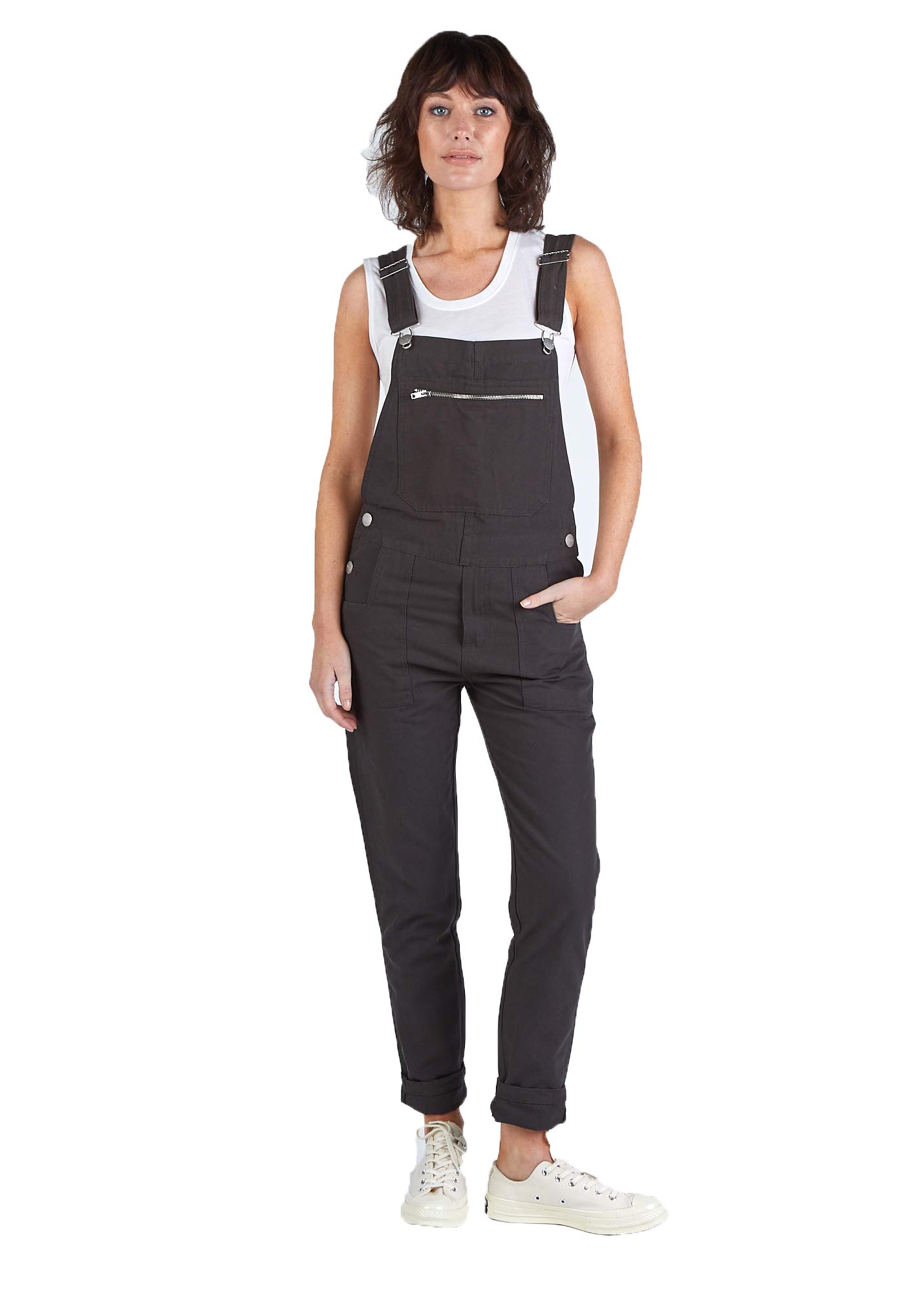 USKEES Womens Organic Denim bib Overalls Jean Dungaree onePiece Faded