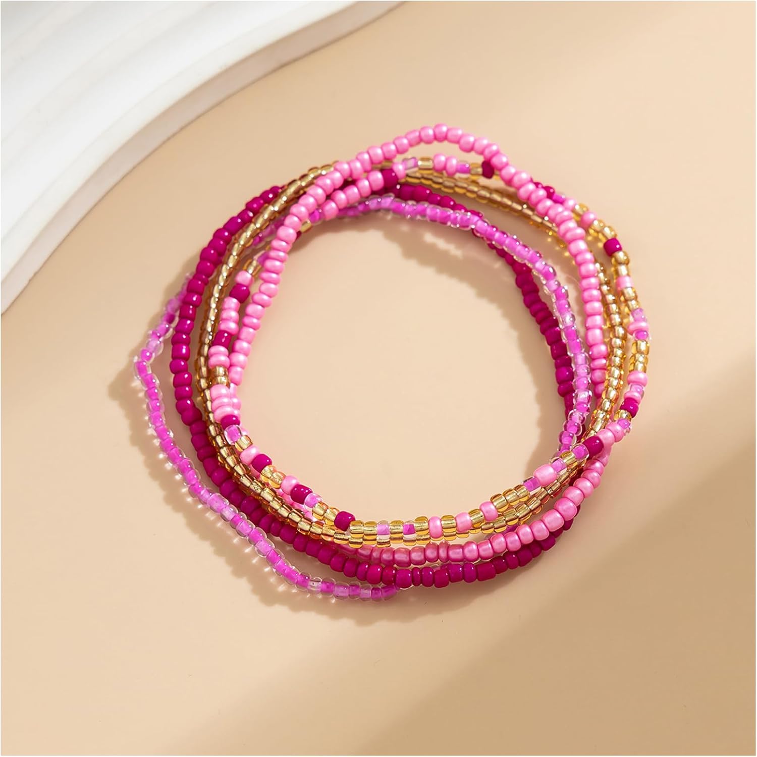 5Pcs Summer Beach Bead Anklet Bracelet,Multi-layered Pearl Anklets,Bikini Foot Chain Bracelet Wedding Bridal Adjustable Leg Bracelet Jewelry for Women Girls