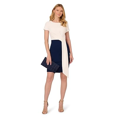 Adrianna Papell Color Block Draped Short Dress Women