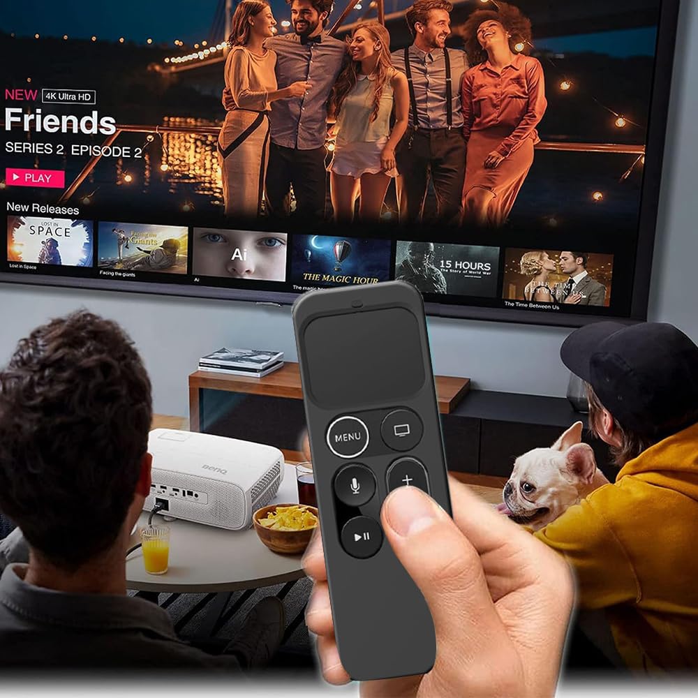 Silikonowe etui ochronne do Apple TV 4K 4. i 5. generacji Siri Remote etui na pilot zdalnego sterowania, etui na pilota zdalnego sterowania, antypoślizgowe etui ochronne (Black Not Glow)