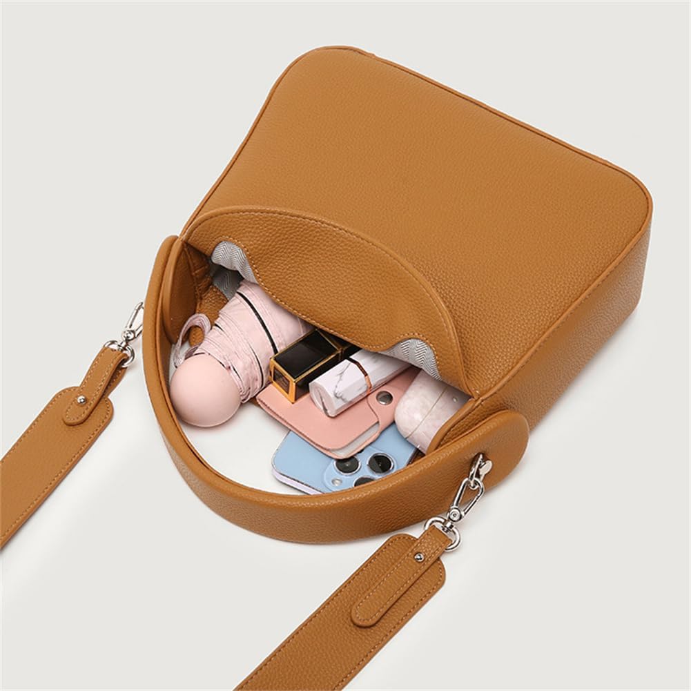 Women Geniune Leather Crossbody Bag Retro Tote Handbag Versatile Shoulder Purse Commuting Dating Travel