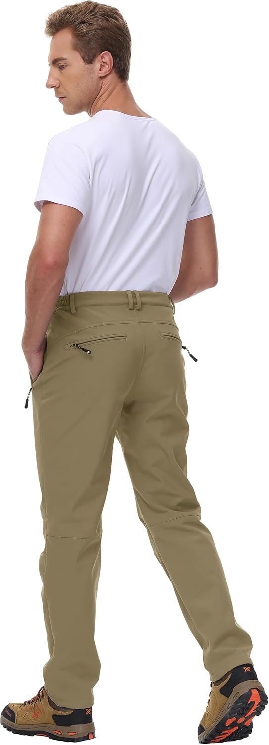 BASUDAM Men's Utility Work Pants Snow Waterproof Softshell Winter Fleece Lined Insulated Outdoor Mountain - Image 2