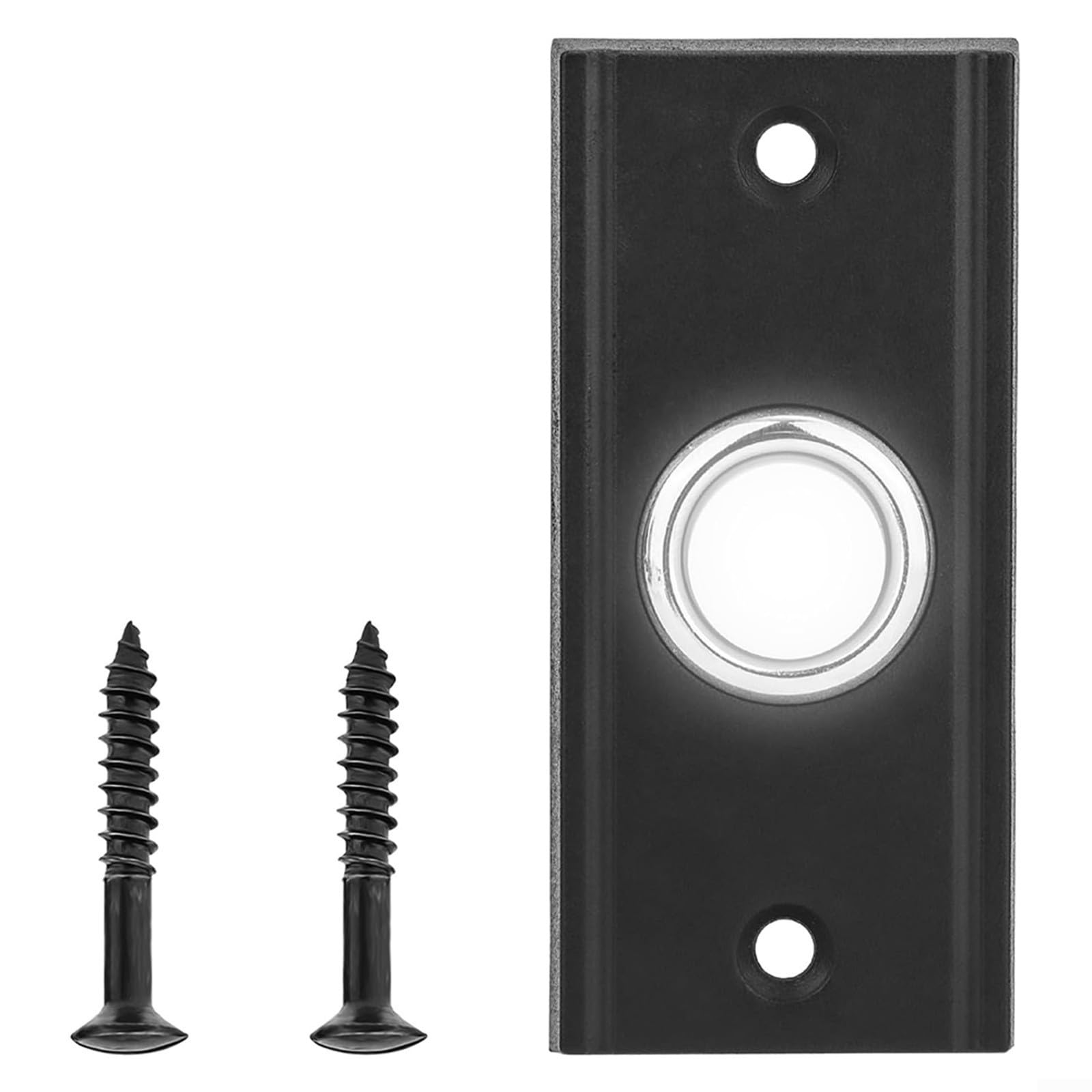 TDCuizent Lighted Doorbell Push Button Wired LED Metal Weatherproof Rectangular Front Door Bell Replacement Switch With Screws Black Finish For Home Garage Easy Visibility Steel Fits Low Voltage