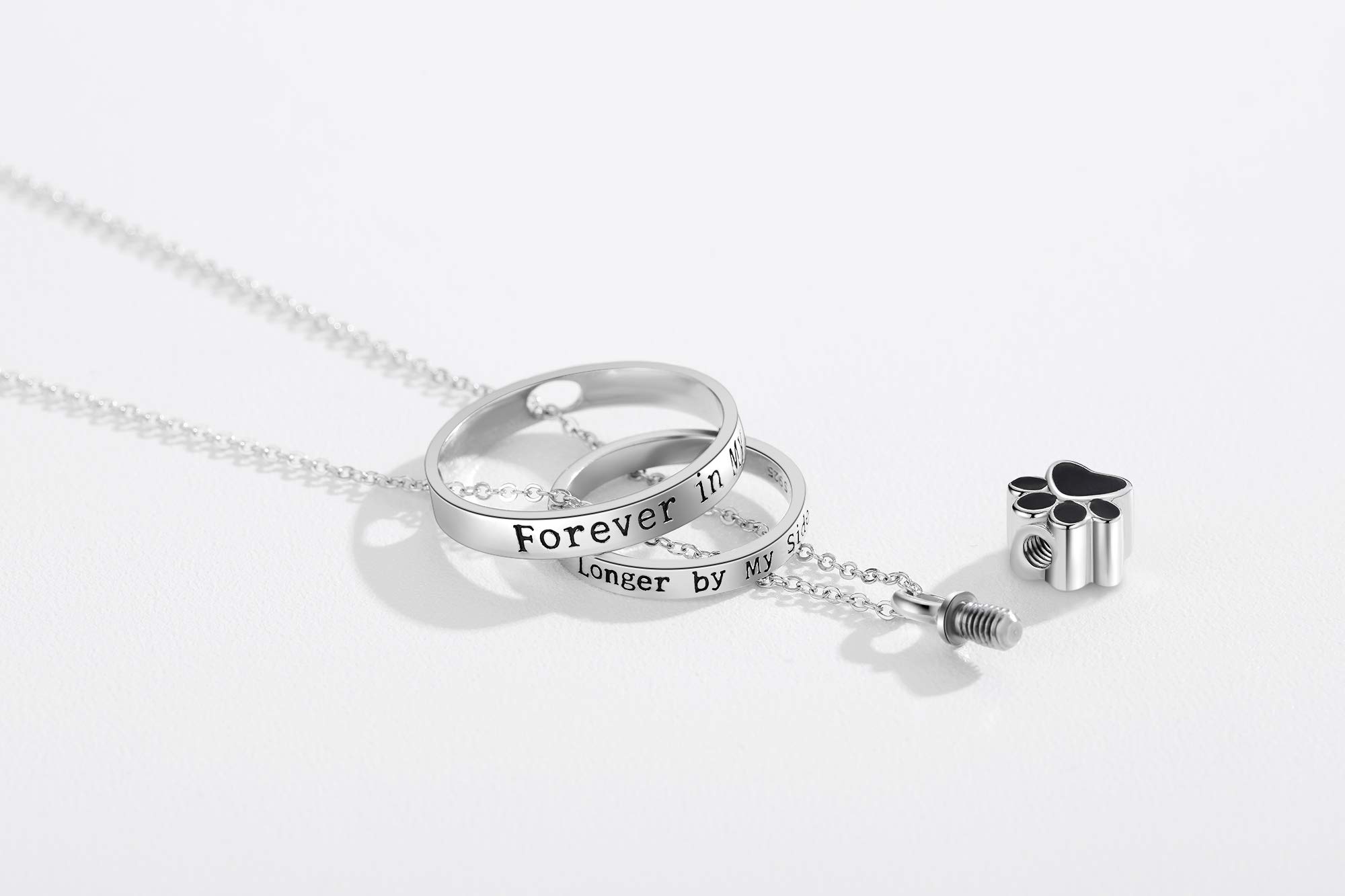 Collana con urna per ceneri in argento Sterling 925, con stampa di margherita/zampa di cane, ciondolo commemorativo per cremazione, gioiello per donne e amiche