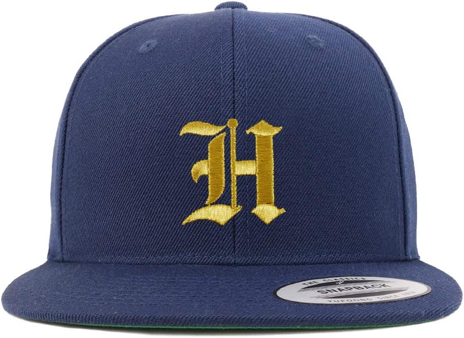 Trendy Apparel Shop Old English Gold H Embroidered Snapback Flatbill Baseball Cap