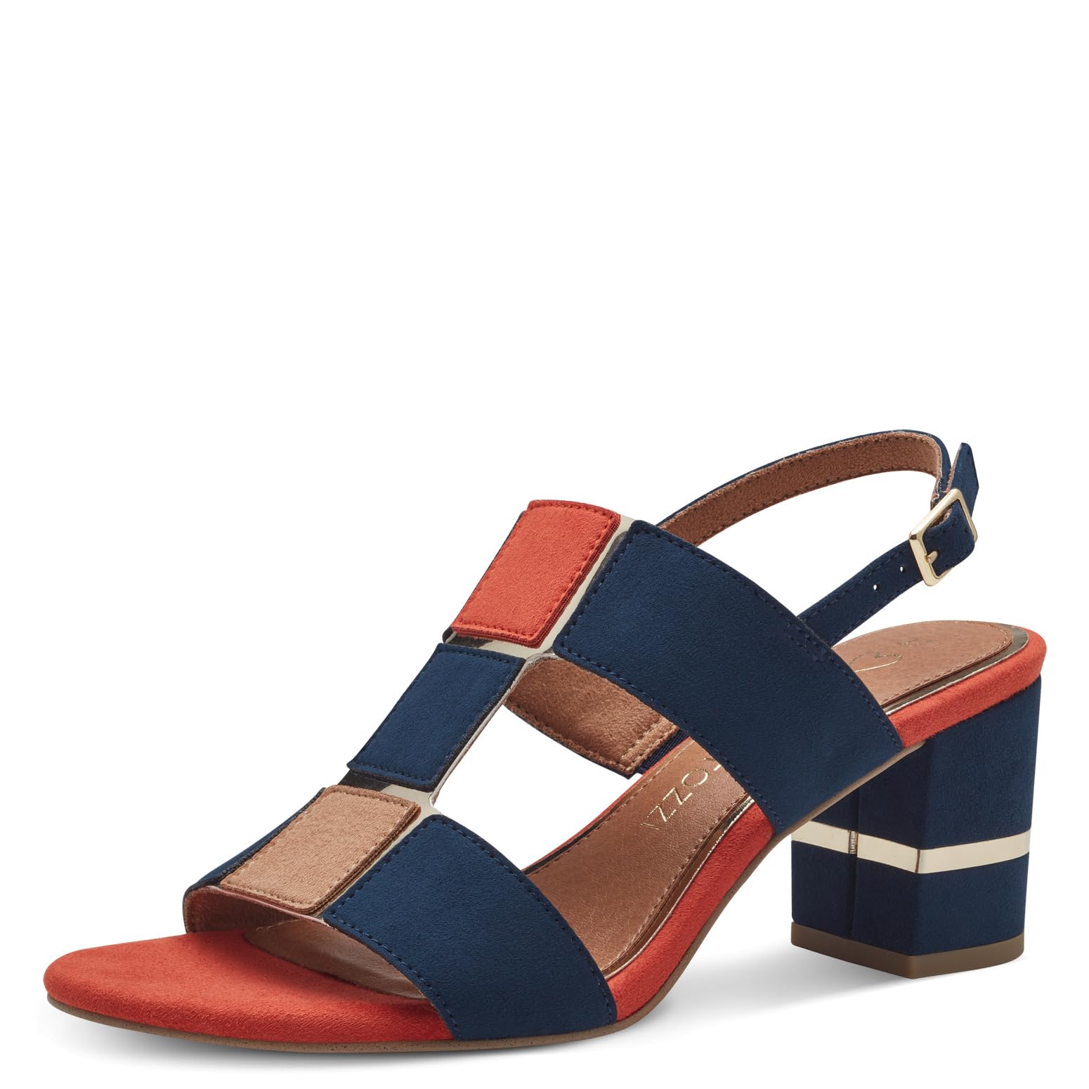 MARCO TOZZI Women's 2-28314-42 Heeled Sandal, Navy Comb, 6.5
