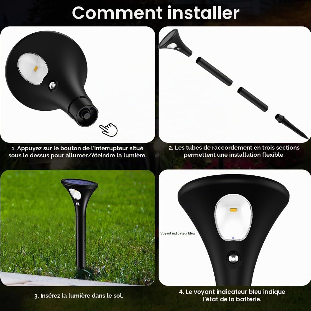 Lampe Solaire Exterieur Detecteur de Mouvement Lot de 3 LED Spot Solaire Exterieur Blanc Froid Eclairage Solaire avec Etanche IP65 Lumiere Solaire Exterieur pour Jardin Allée Chemin Terrasse