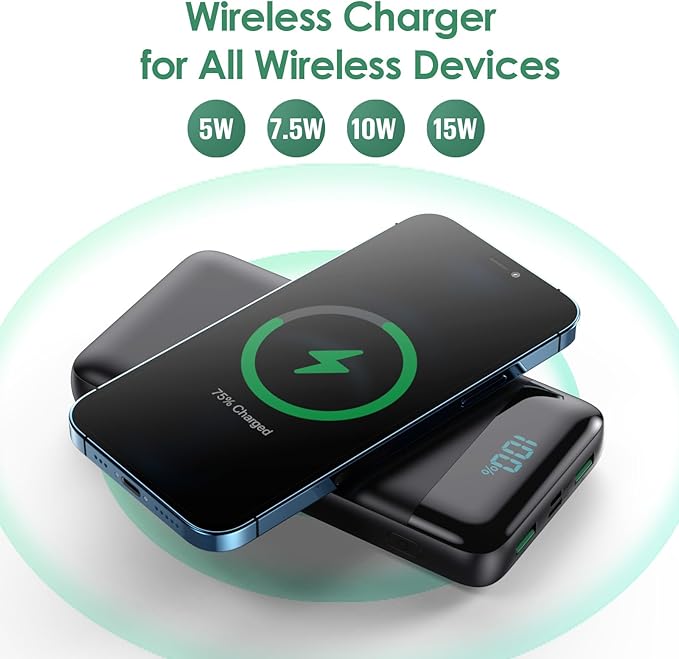 Cargador portátil inalámbrico 30800mAh 15W Power Bank USB C miniatura 4