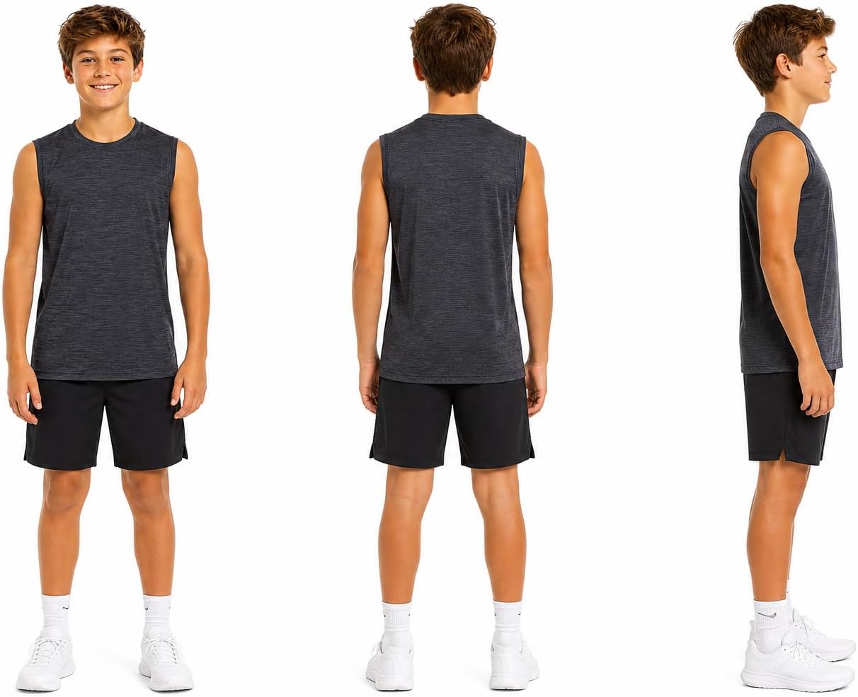 Essential Elements Boys 5 Pack T-Shirt Quick-Dry Crew Neck Short Sleeve Tee