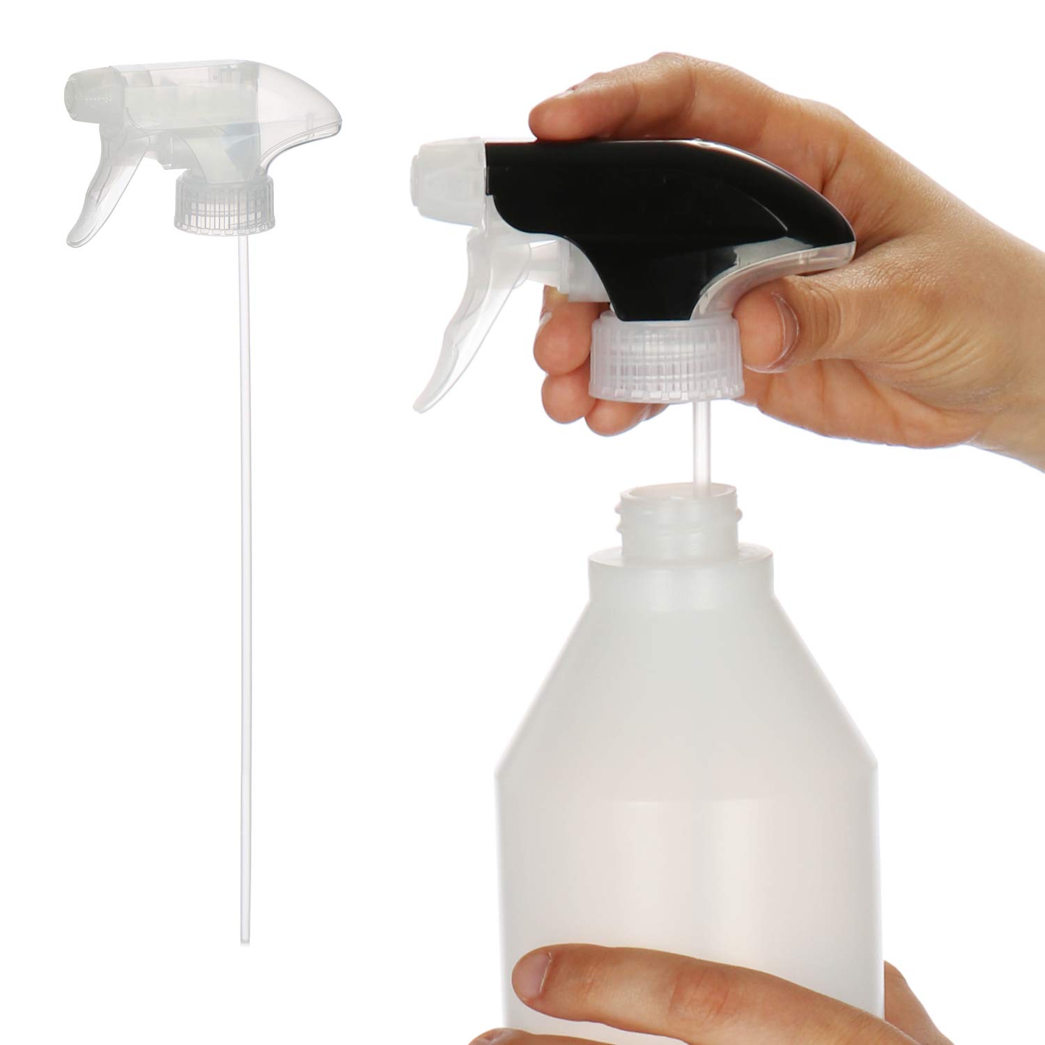 COM-FOUR® Nasadka natryskowa 10x do butelek z rozpylaczem - glowica natryskowa wykonana z tworzywa sztucznego z recyklingu - opryskiwacz z gwintem 28/400 (przezroczysty/czarny)