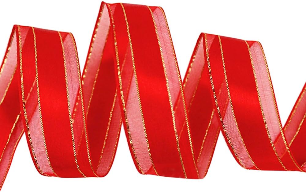 Ornerx Christmas Ribbon Satin for Gift Wrapping 1" x 50 yd