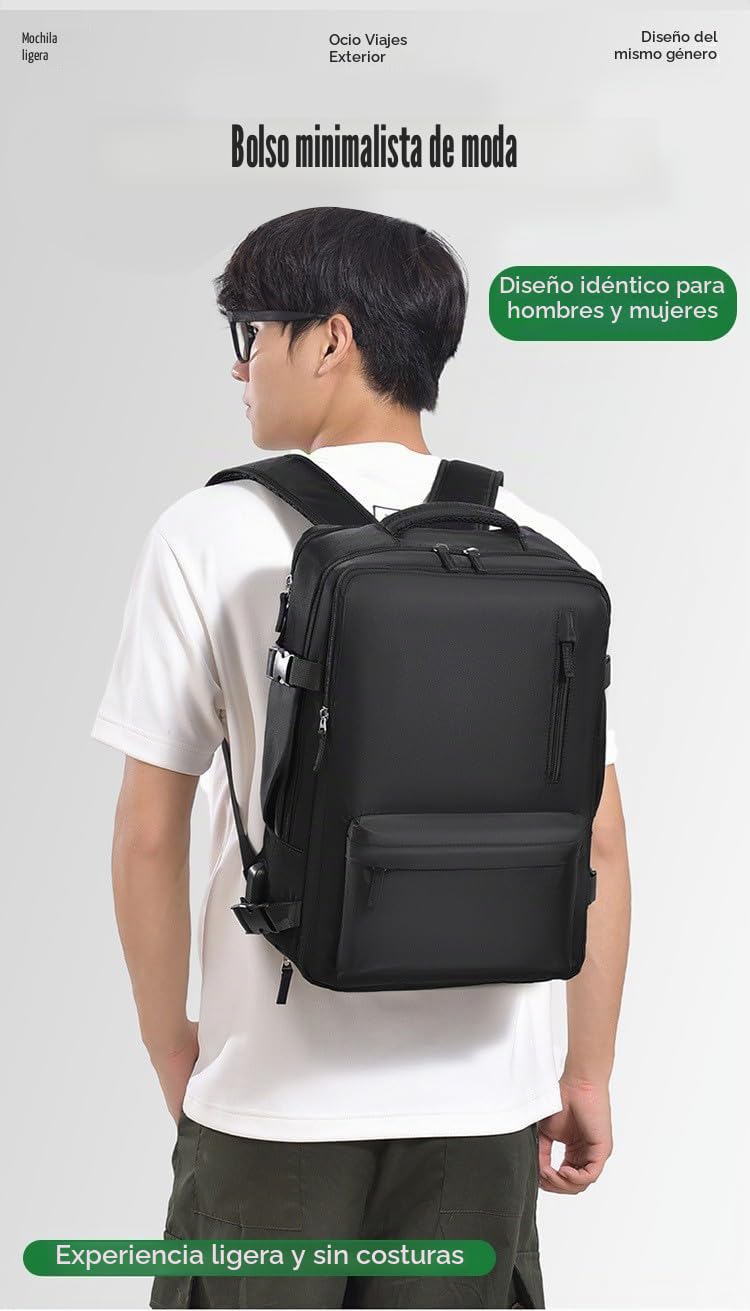 smallrun Mochila de Viaje para Ryanair 40x30x20 Mochila Viaje Cabina Avion Equipaje de Mano con Bolsa Antirrobo Bolsillo de Botellas para Viaje Corto (2217Verde)