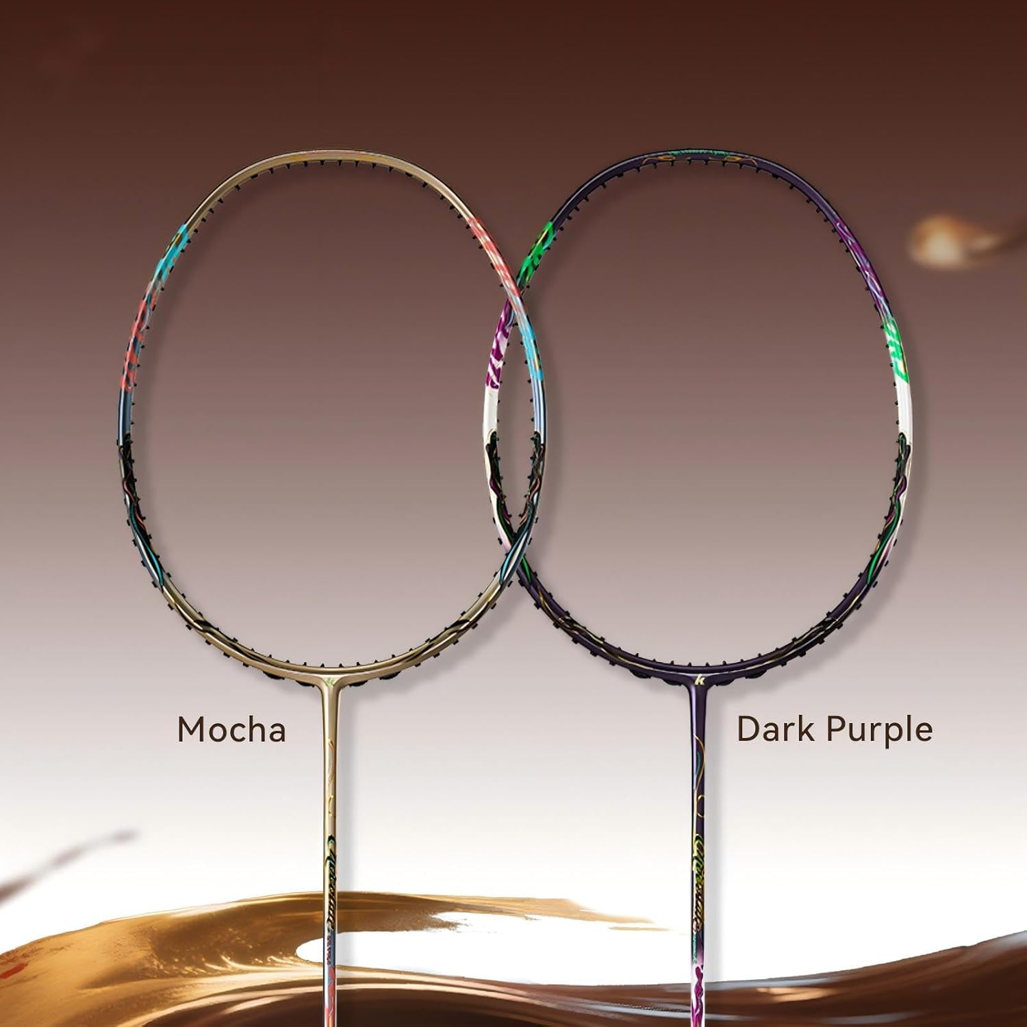 Badminton Racket Full Carbon Professional Badminton Set High Tension 18-35lbs 4U Continuous Smash for Speed Singles/Rear-Court Doubles-Chocolate Dark Purple (Get Strung)