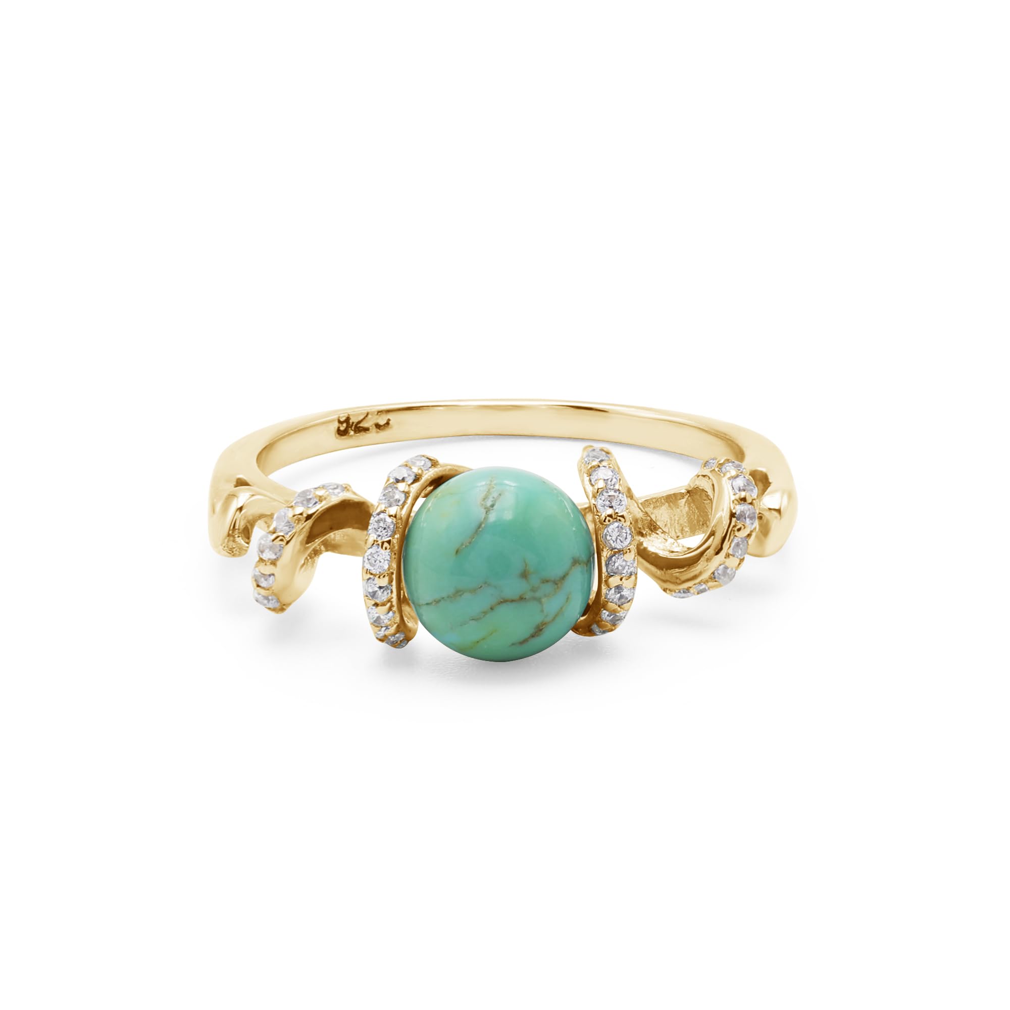 Turquoise Ring With White Topaz Accents Twisted Band Ring December Birthstone Boho Jewelry 925 Sterling Silver-image-23